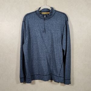 04530 FINAL PRICE Washed Stoned & Beaten Vintage 1946 blue Sweater Knit Qzip XL